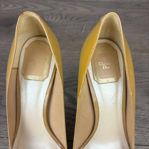 Christian Dior Beige Leather Peep Toe Stiletto Pump High Heels Women's 8 / 38.5 - Picture 7 of 11
